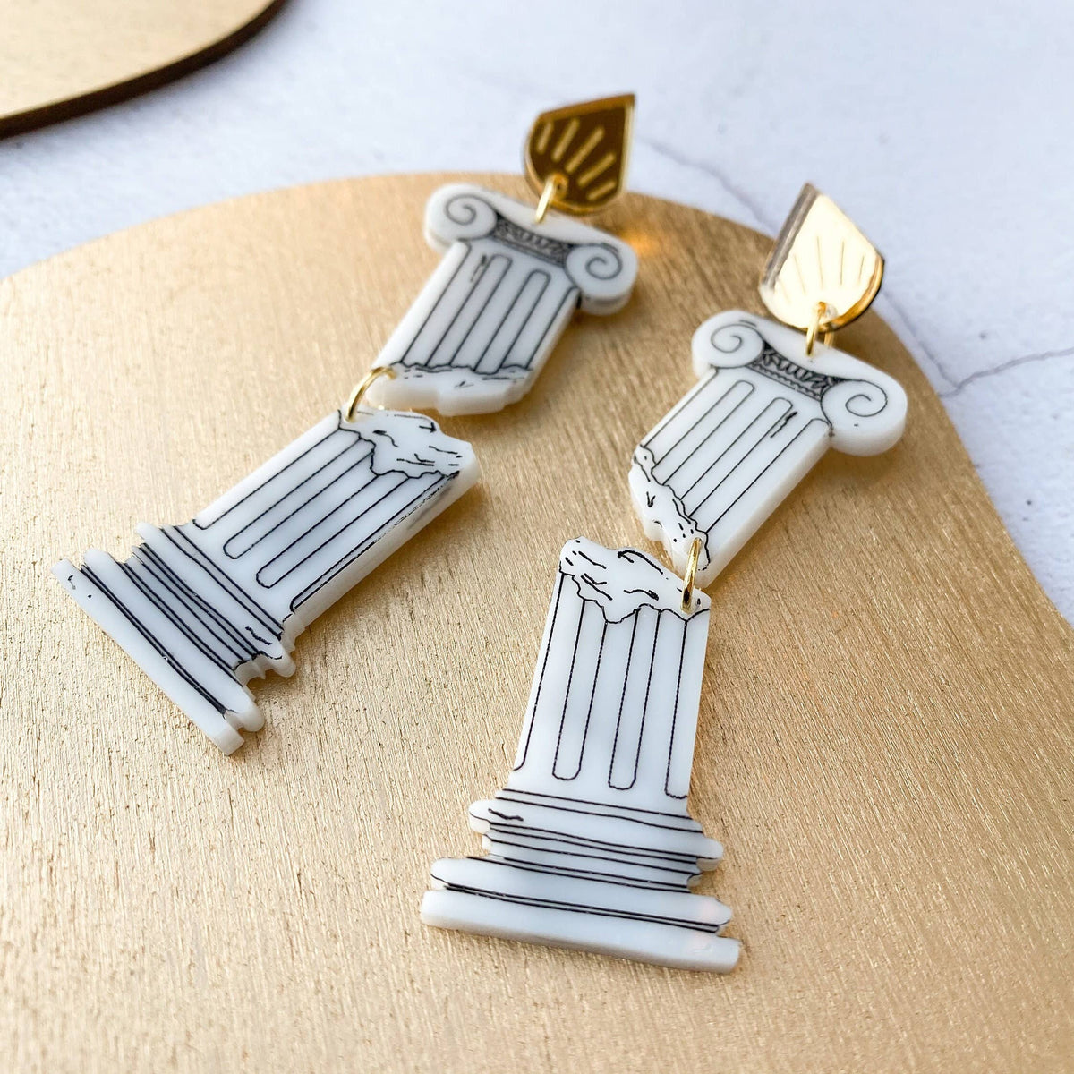 Crumbling Ionic Column Statement Earrings