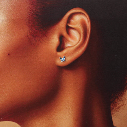 FOR MY FRIEND Blue enamel butterfly earrings