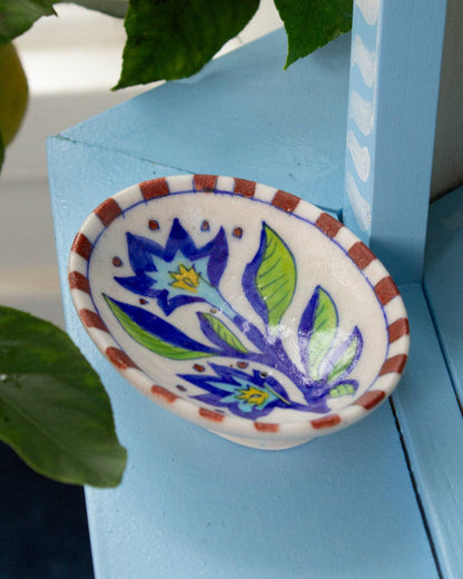 Soap Dish – Hand Painted Ceramic – Indian Flower Design