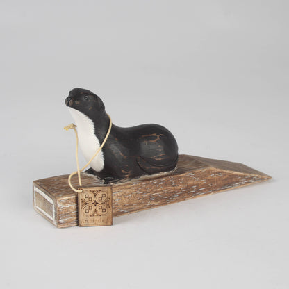 Hand Carved Wooden Otter Doorstop by Archipelago