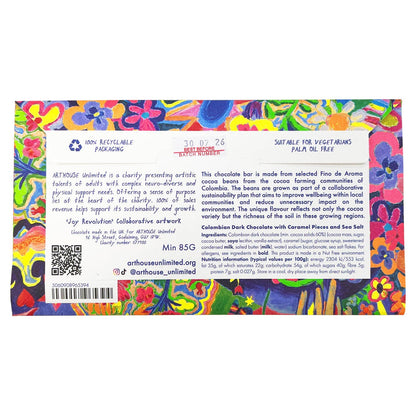 Joy Revolution, Dark Chocolate Bar with Caramel Pieces & Sea Salt