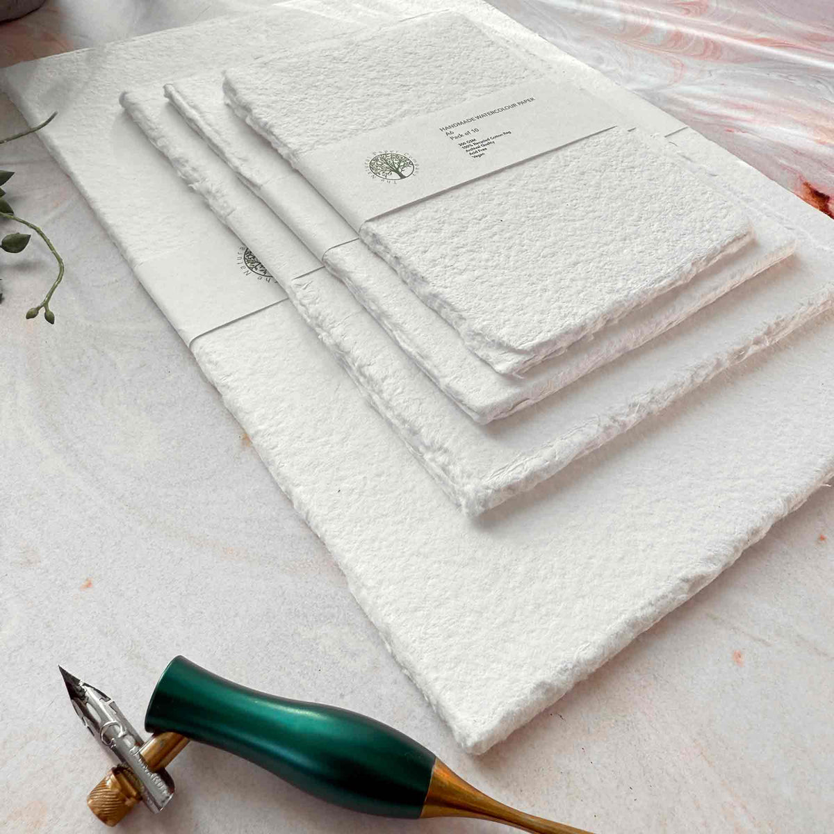 Watercolour Card in White | Packs of Handmade Cotton Card