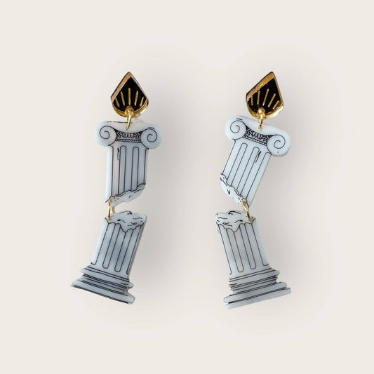 Crumbling Ionic Column Statement Earrings