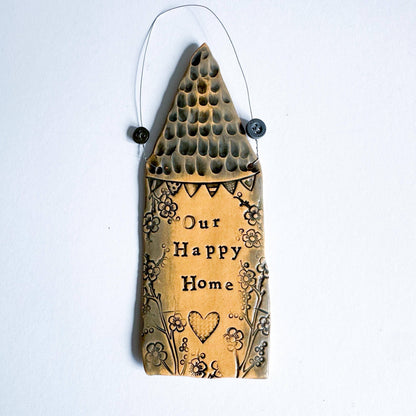 Ceramic House Plaque "Our Happy Home" Made in Wales