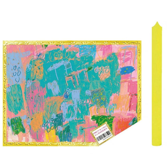 Donkeys in a Field, Neon Yellow Dinner Candle