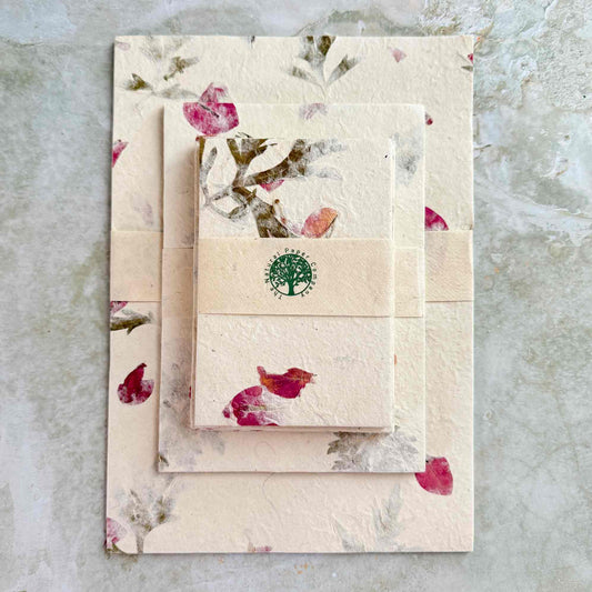 Nepalese Handmade Lokta Paper - Mugwort & Bougainvillea