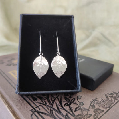 Sterling Silver Beech Leaf drop Earrings