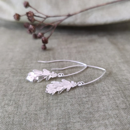 Sterling Silver Oak Leaf drop Earrings