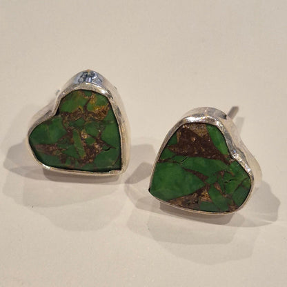 Jasper & 925 Silver Heart Stud