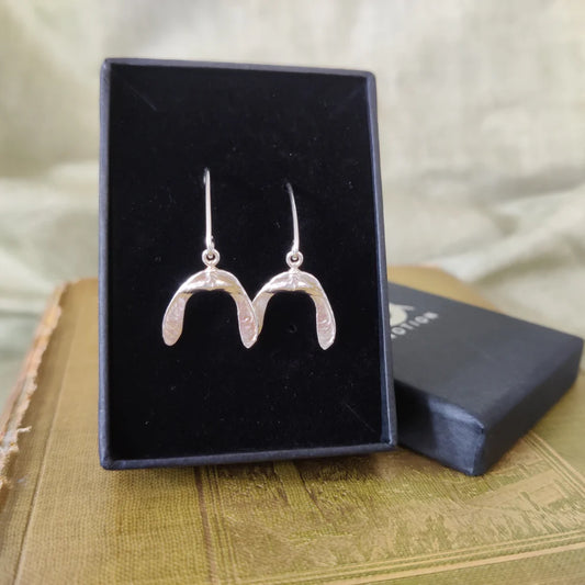 Sterling Silver Sycamore Seed Drop Earrings