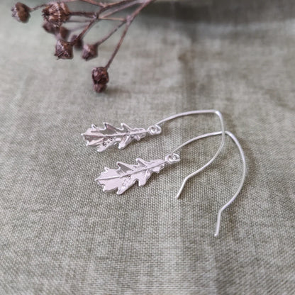 Sterling Silver Oak Leaf drop Earrings